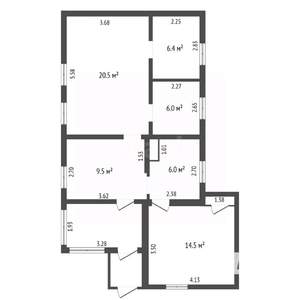 Дом 63м², 1-этажный, участок 6 сот.  