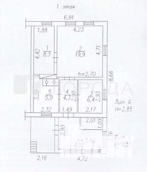 Дом 45м², 1-этажный, участок 6 сот.  