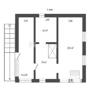 Дом 45м², 1-этажный, участок 9 сот.  