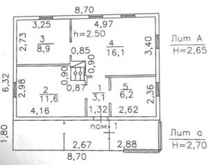 Дом 46м², 1-этажный, участок 6 сот.  