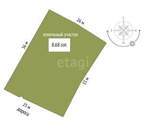 Дом 44м², 1-этажный, участок 8 сот.  