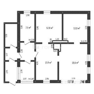 Дом 64м², 1-этажный, участок 6 сот.  