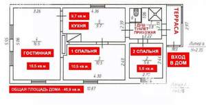 Дом 47м², 1-этажный, участок 8 сот.  