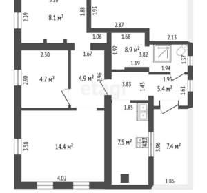 Дом 75м², 1-этажный, участок 8 сот.  