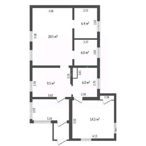 Дом 63м², 1-этажный, участок 6 сот.  