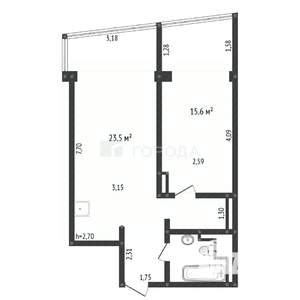 1-к квартира, на длительный срок, 52м2, 11/25 этаж
