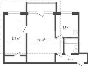 2-к квартира, на длительный срок, 46м2, 5/5 этаж