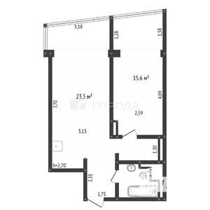 1-к квартира, на длительный срок, 52м2, 11/25 этаж