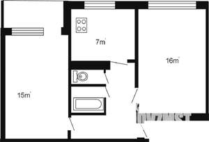 2-к квартира, на длительный срок, 45м2, 4/5 этаж