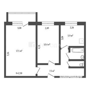 2-к квартира, на длительный срок, 44м2, 5/5 этаж
