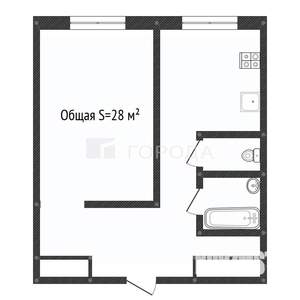 1-к квартира, на длительный срок, 28м2, 1/1 этаж