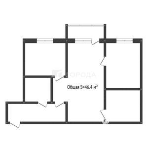 2-к квартира, на длительный срок, 46м2, 4/5 этаж