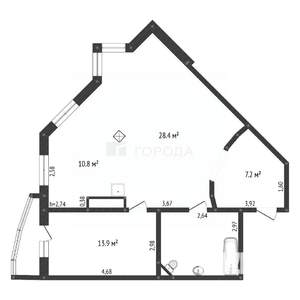 2-к квартира, на длительный срок, 69м2, 6/10 этаж