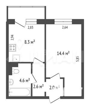 1-к квартира, на длительный срок, 35м2, 7/9 этаж
