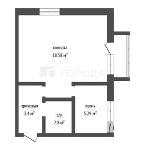 1-к квартира, на длительный срок, 32м2, 3/5 этаж