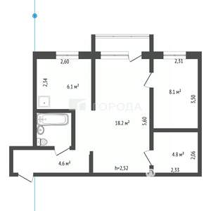 2-к квартира, на длительный срок, 44м2, 2/5 этаж