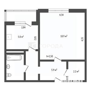 1-к квартира, на длительный срок, 28м2, 3/9 этаж