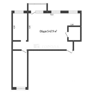 3-к квартира, вторичка, 68м2, 2/5 этаж