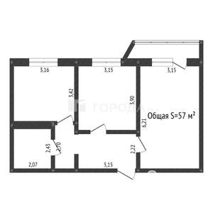 2-к квартира, вторичка, 57м2, 2/16 этаж