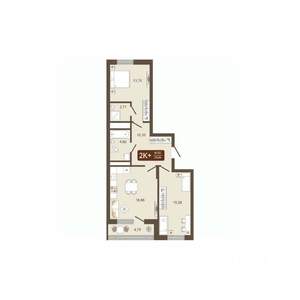 2-к квартира, вторичка, 67м2, 9/16 этаж