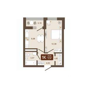 1-к квартира, вторичка, 33м2, 11/16 этаж