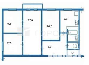 4-к квартира, вторичка, 61м2, 3/5 этаж