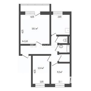 3-к квартира, вторичка, 66м2, 4/10 этаж