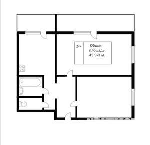 2-к квартира, вторичка, 46м2, 5/12 этаж