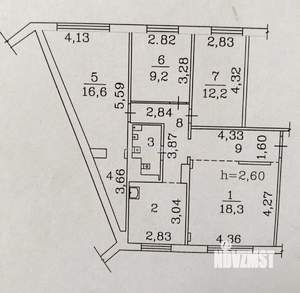 4-к квартира, вторичка, 86м2, 1/9 этаж