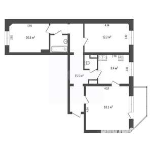 3-к квартира, вторичка, 69м2, 9/10 этаж