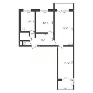 3-к квартира, вторичка, 60м2, 9/9 этаж
