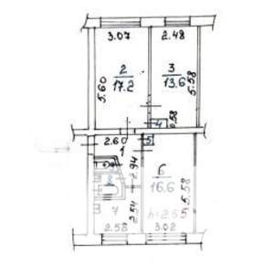 3-к квартира, вторичка, 62м2, 1/5 этаж