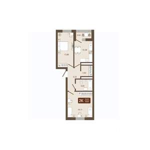 2-к квартира, вторичка, 55м2, 2/16 этаж