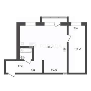 2-к квартира, вторичка, 44м2, 4/4 этаж