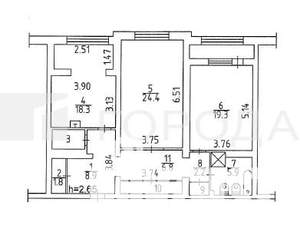 2-к квартира, вторичка, 104м2, 4/16 этаж