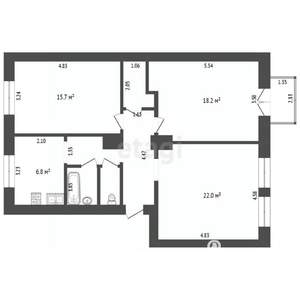 3-к квартира, вторичка, 80м2, 3/3 этаж