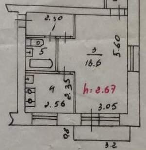 1-к квартира, вторичка, 32м2, 3/5 этаж