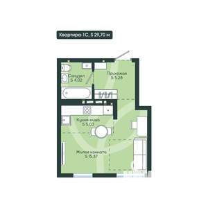 1-к квартира, вторичка, 30м2, 4/12 этаж