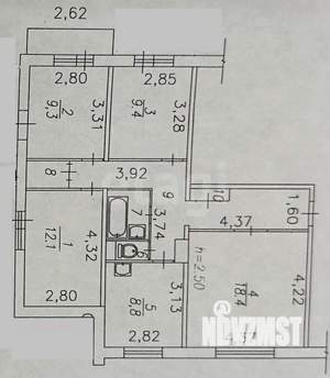 4-к квартира, вторичка, 77м2, 4/9 этаж