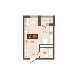 Студия квартира, вторичка, 30м2, 15/16 этаж