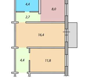 2-к квартира, вторичка, 48м2, 2/1 этаж