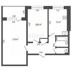 2-к квартира, вторичка, 45м2, 6/9 этаж