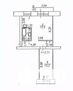 2-к квартира, вторичка, 43м2, 5/5 этаж