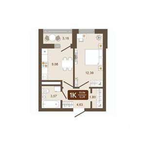 1-к квартира, вторичка, 33м2, 14/16 этаж