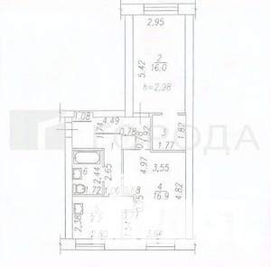2-к квартира, вторичка, 58м2, 2/5 этаж