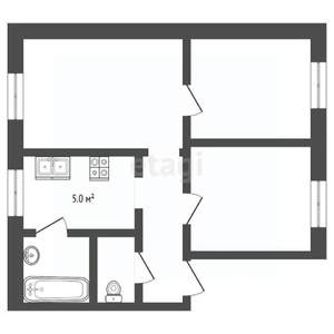 3-к квартира, вторичка, 49м2, 4/4 этаж