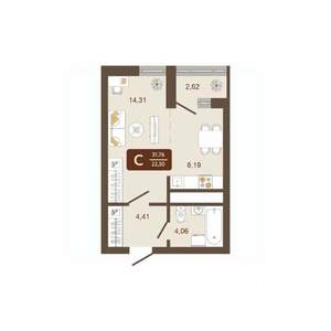 Студия квартира, вторичка, 32м2, 9/16 этаж