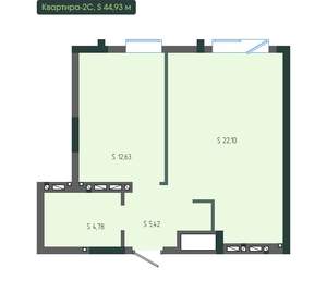 2-к квартира, вторичка, 45м2, 4/12 этаж