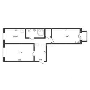 2-к квартира, вторичка, 58м2, 5/5 этаж