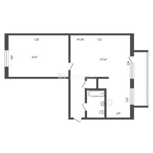 2-к квартира, вторичка, 50м2, 5/5 этаж